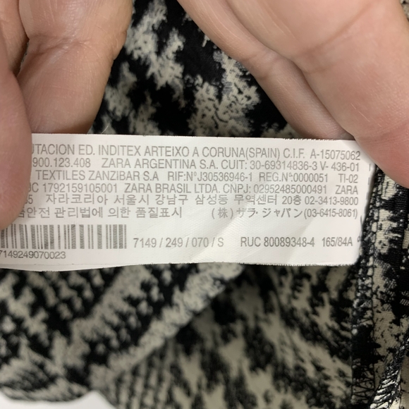 2/$30 ZARA Houndstooth Glen Plaid Shift Dress with Frilled Sleeve Ecru S#5327 - Picture 13 of 16